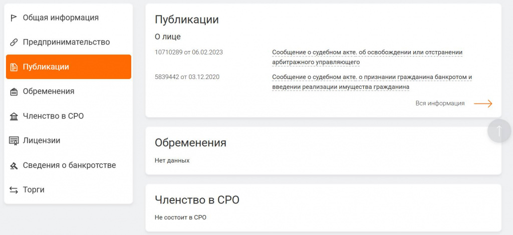 информация об этапах банкротства
